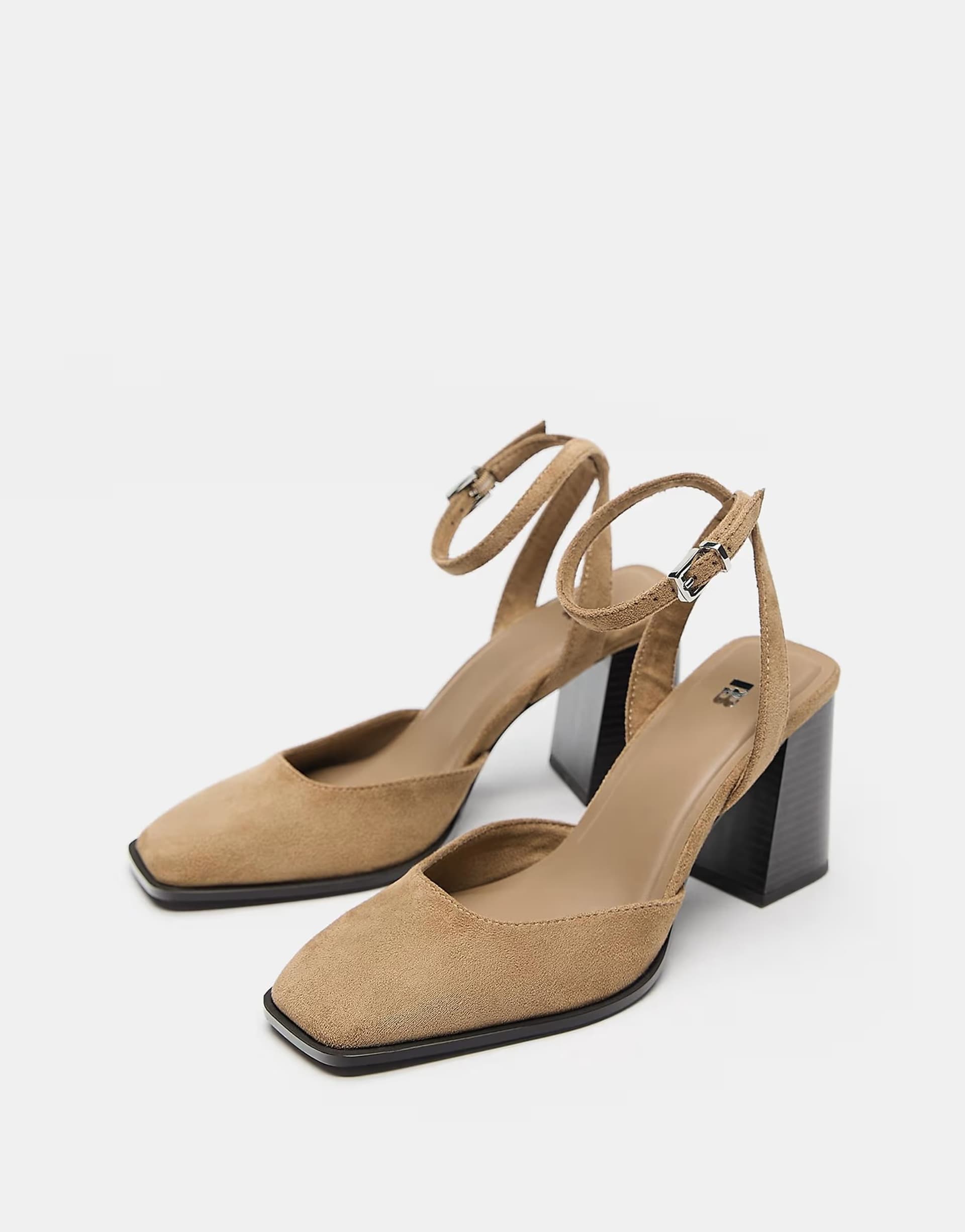 ASOS ASOS Beige Suede Slingback Block Heels In Brown