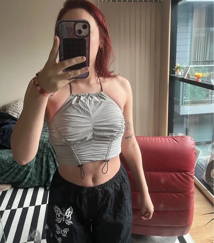 Bershka Halter neck ruched crop top