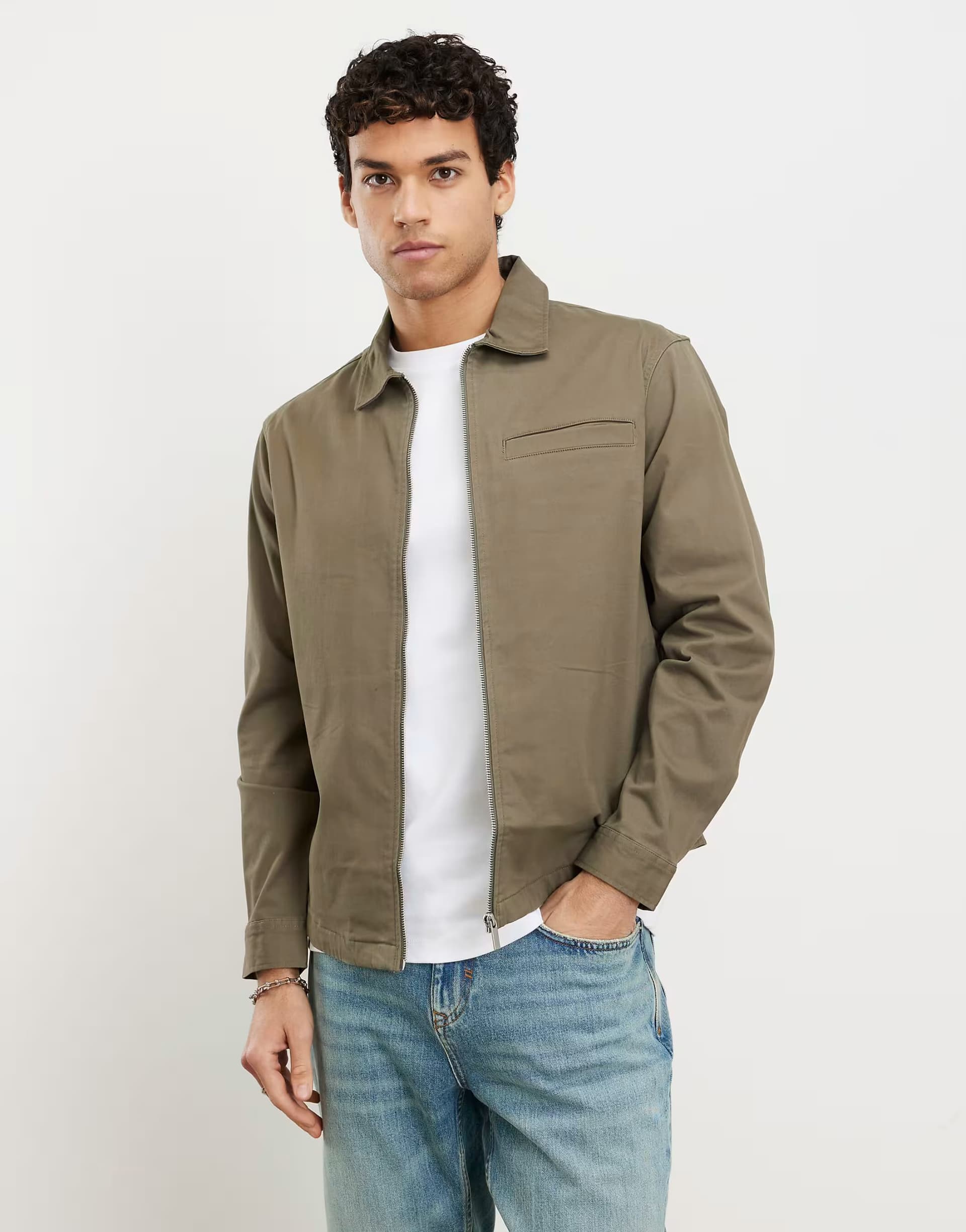 ASOS ASOS Regular Fit Khaki Zip Overshirt