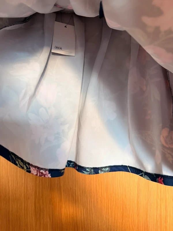 ASOS ASOS High‑waisted floral skater skirt / navy with pink‑white‑lilac print / UK 12