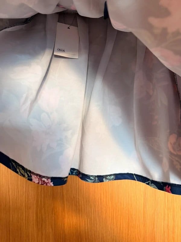ASOS ASOS High‑waisted floral skater skirt / navy with pink‑white‑lilac print / UK 12 - 1