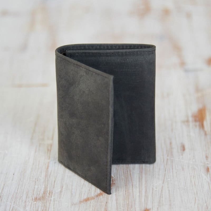Paper High Paper High Men's Buffalo Leather Trifold Wallet in Black - 4