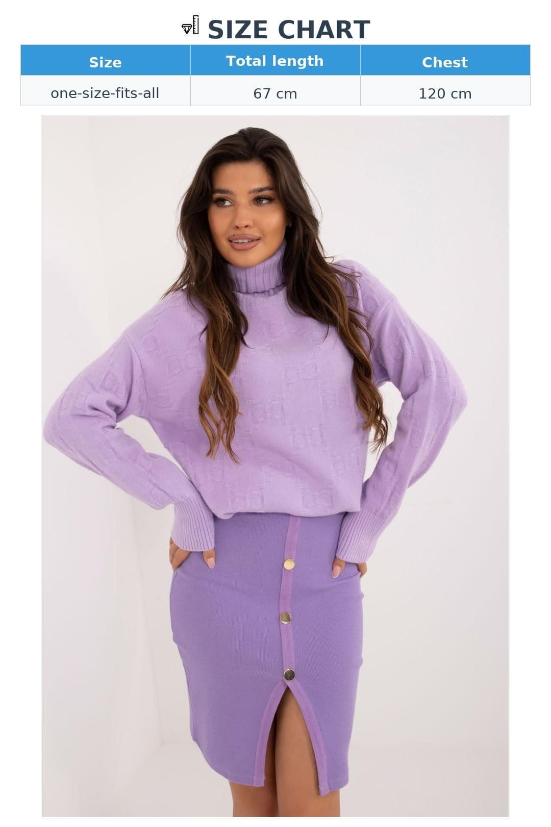Love Lace Love Lace Women's Textured Acrylic Turtleneck Sweater Long Sleeve in Violet - 4