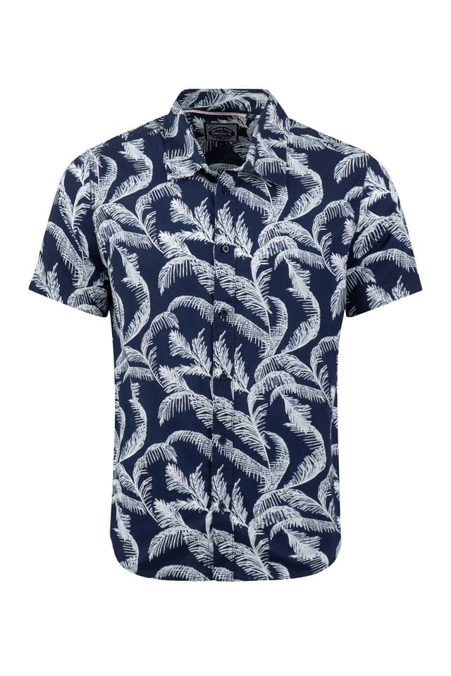 Weird Fish Weird Fish Men's Avondale Short Sleeve Printed Shirt in Dark Blue - 2