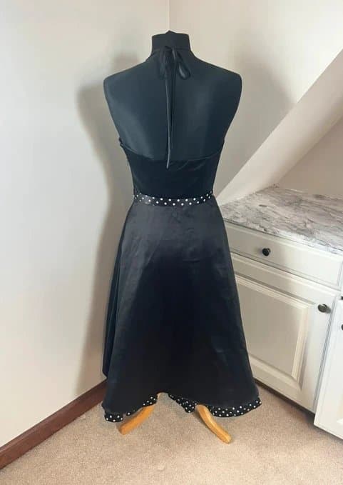 Morgan & Co. Morgan & Co Y2K 90’s Vintage Black White Halter Satin Polka Dot Evening Prom Dress Size 8/10