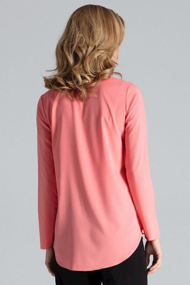 Love Lace Love Lace Women's Long Sleeve Snap Fastener Blouse with Pocket in Pink - 3