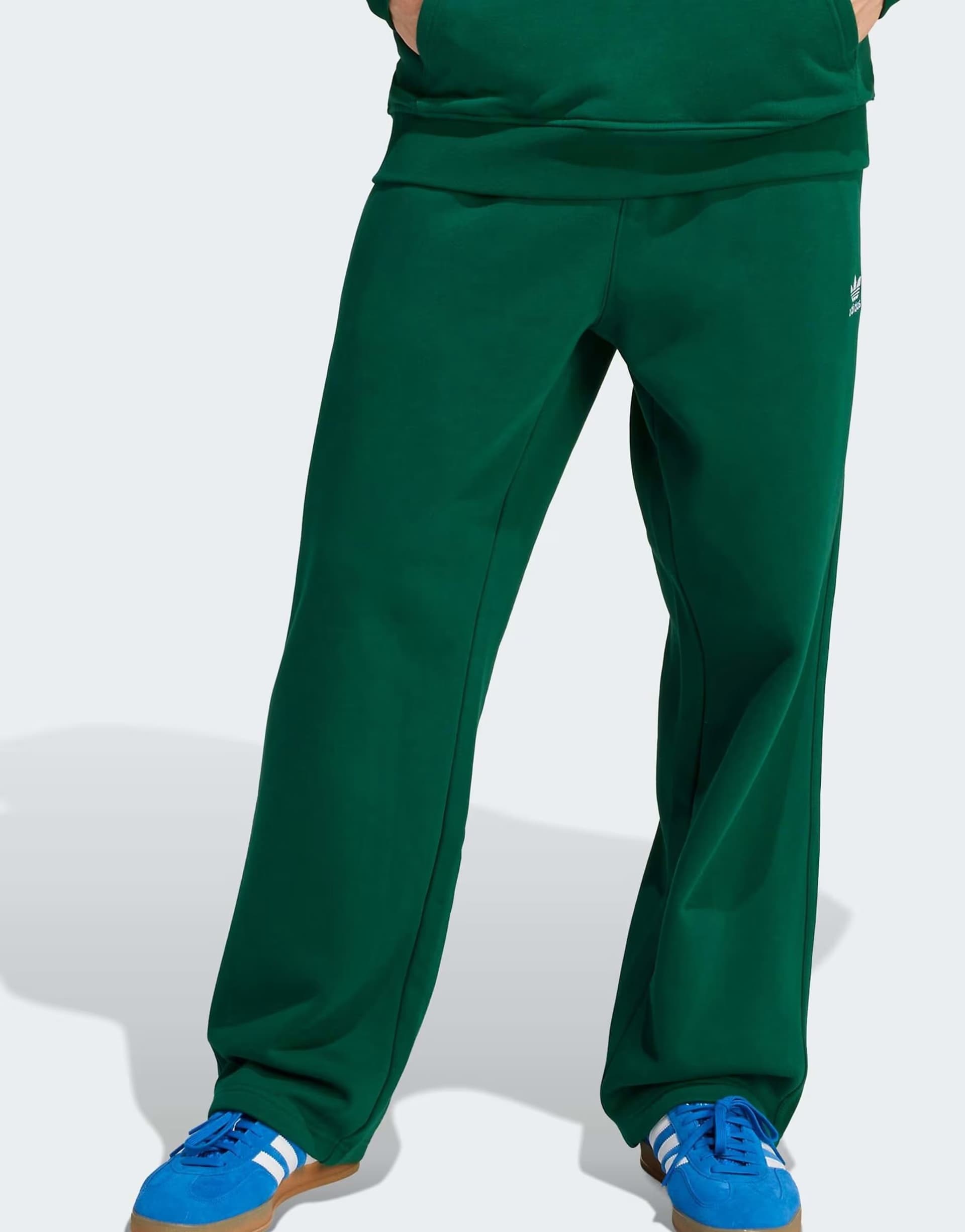 ASOS adidas Originals Trefoil essentials open hem pants in collegiate green