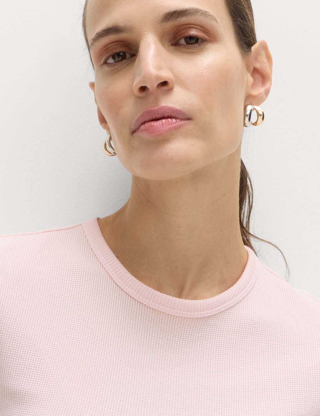 Marks & Spencer M&S Pure Cotton Waffle T-Shirt Cool Pink - 2