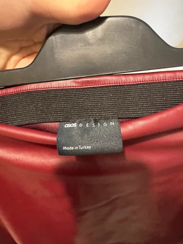 ASOS ASOS faux leather burgundy mini skirt