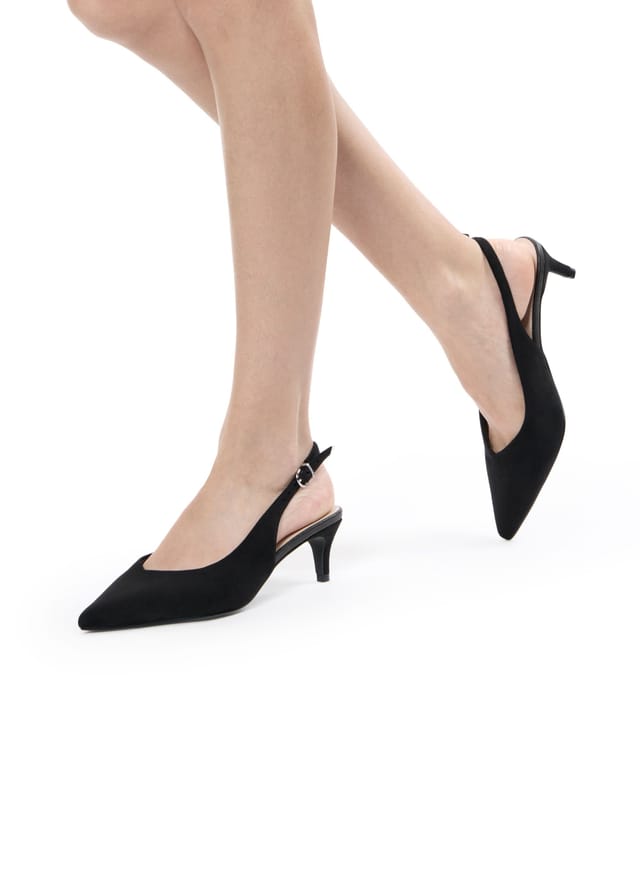 Paradox London Paradox London Women's Galina' Wide Fit Kitten Heel Slingback Shoes in Black - 2