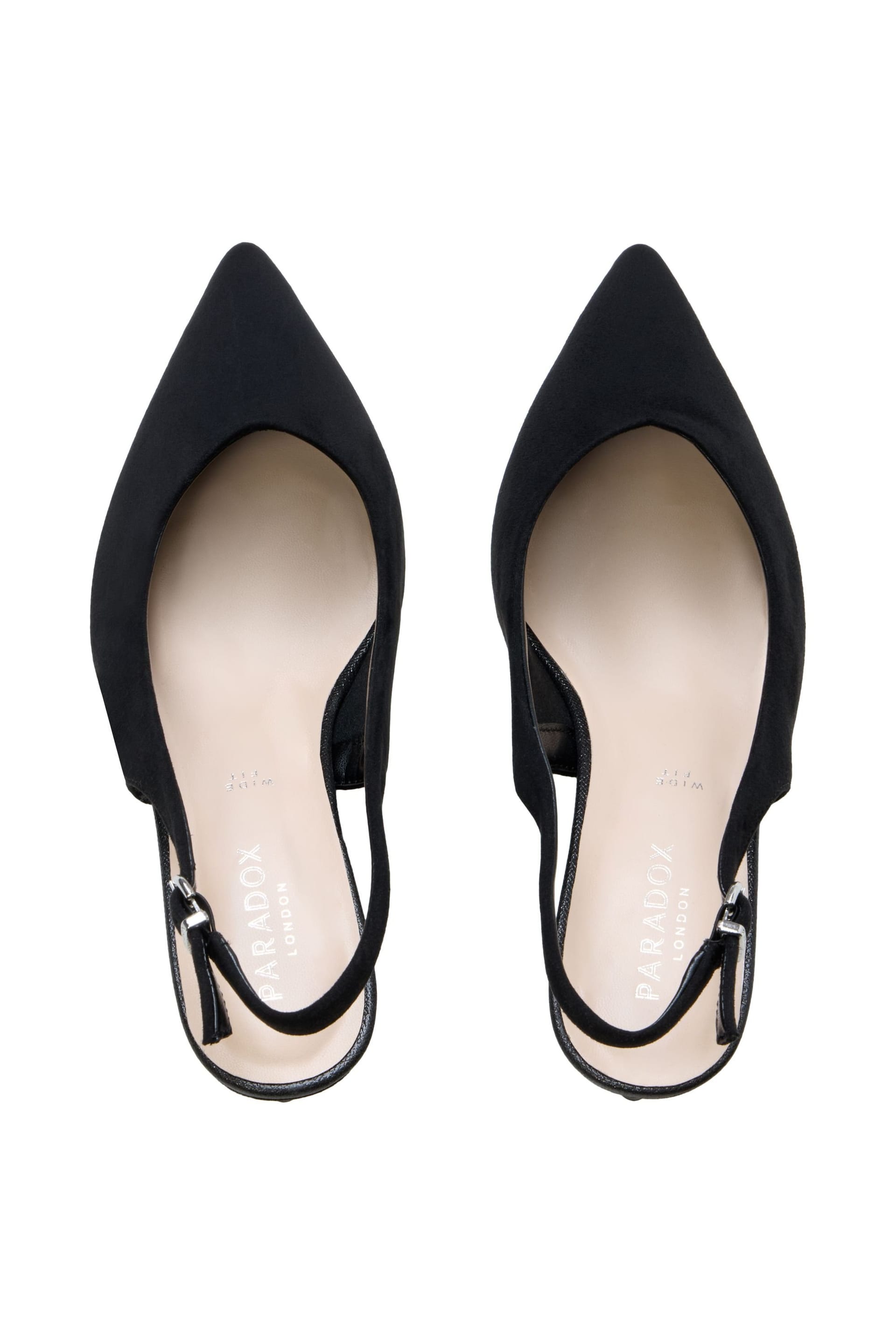 Paradox London Paradox London Women's Galina' Wide Fit Kitten Heel Slingback Shoes in Black - 4