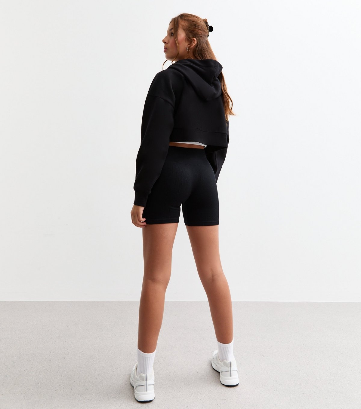 New Look Girls' Black Ribbed Cycling Shorts New Look - 4