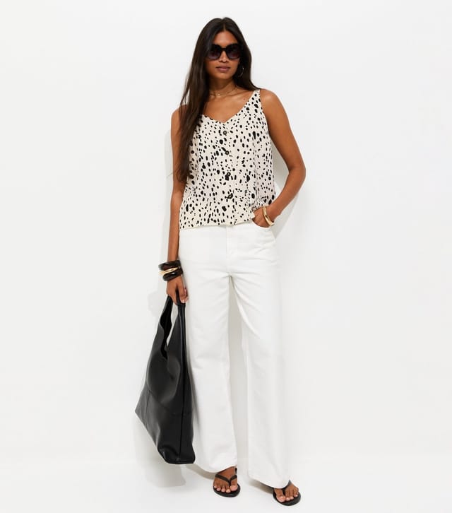 New Look Women's Cream Abstract Print V-Neck Cami Top New Look - 3