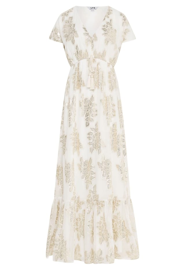 Long Tall Sally Long Tall Sally Women's Tall Metallic Sheer Maxi Dress in Ivory - 2