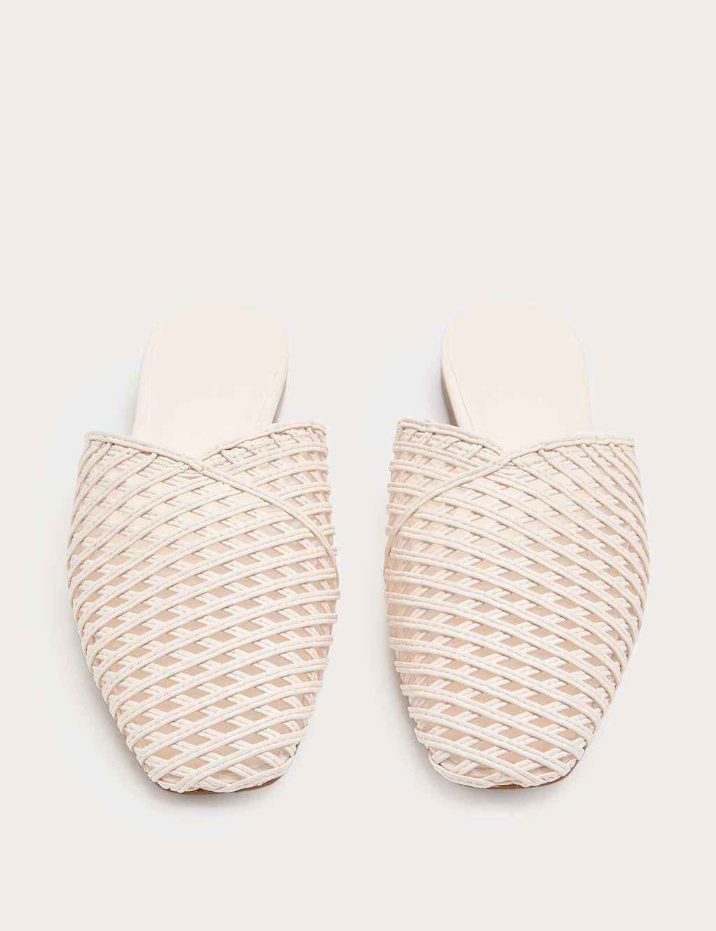 Marks & Spencer M&S Slip On Flat Mules Soft White - 1