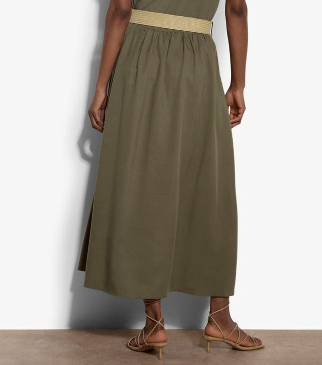 Apricot Women's Dark Khaki Belted Midi Skirt Apricot New Look - 3