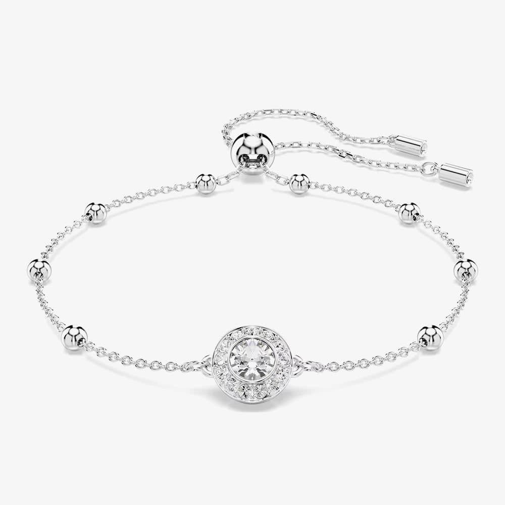Swarovski Swarovski Women's Una Rhodium Plated Round White Crystal Bead Toggle Bracelet 5733196 in Silver