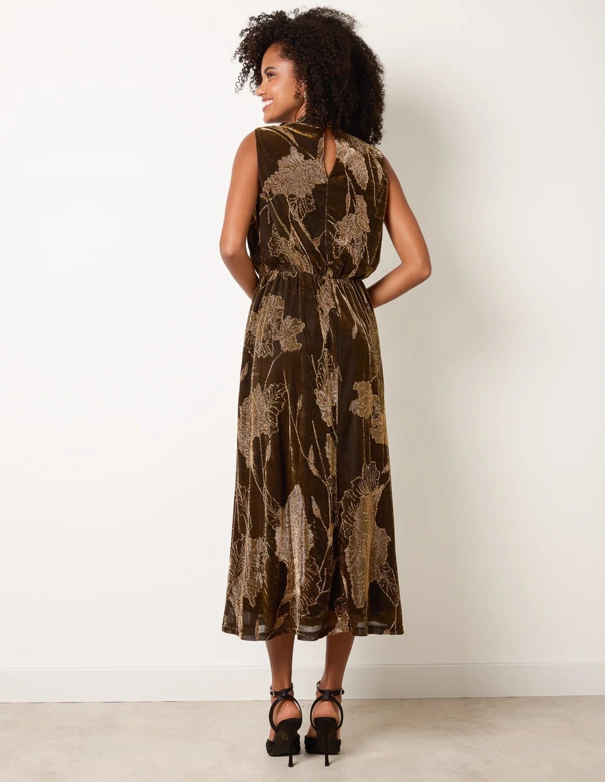 Blue Vanilla High Neck Jacquard Midi Dress - 4