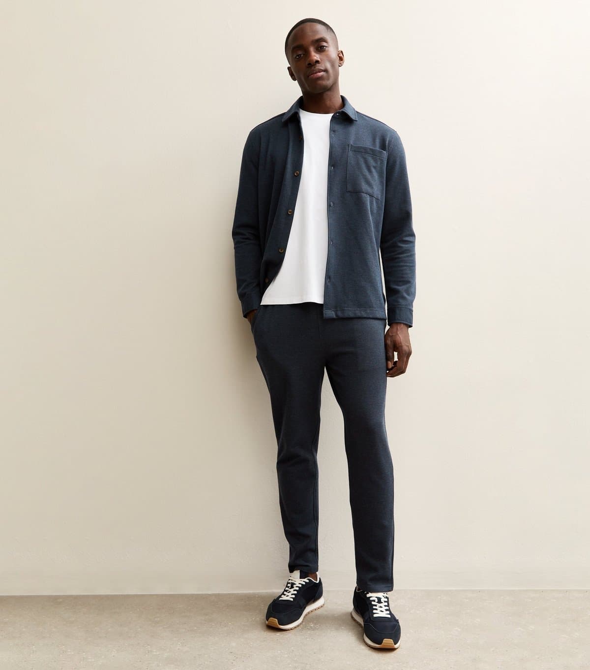 New Look New Look Navy Regular Knit Pique Trousers