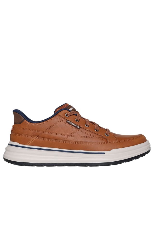 Skechers Skechers Men's STERLING HANSEL Leather Bungee Lace Slip-Ins Sneaker Brown - 3