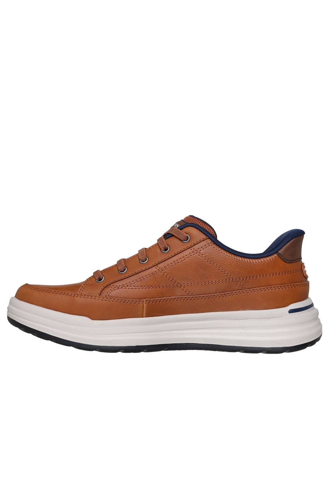 Skechers Skechers Men's STERLING HANSEL Leather Bungee Lace Slip-Ins Sneaker Brown - 4