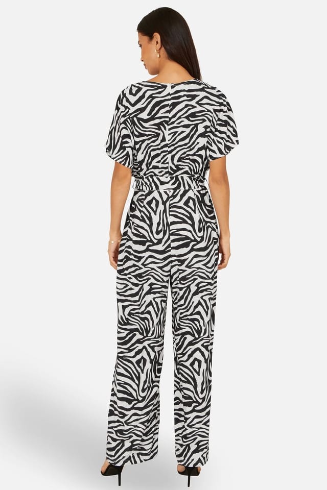 Yumi Yumi Women's Zebra Stripe Relaxed Jumpsuit in Black - 3