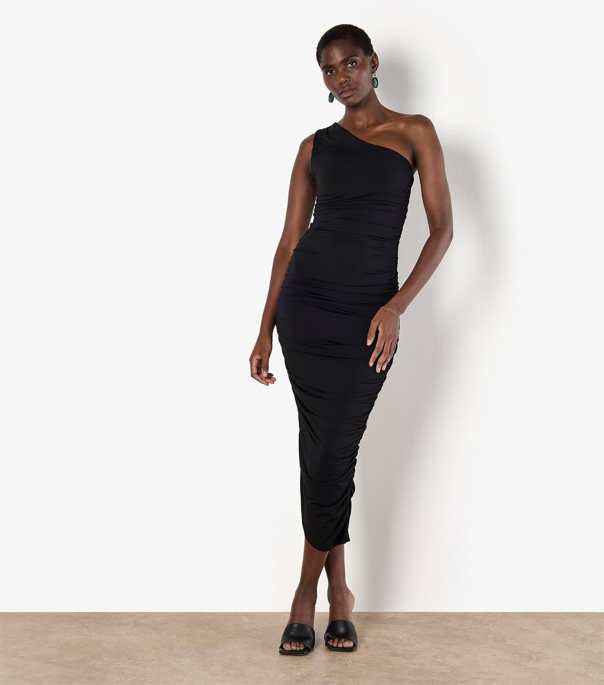 Apricot Women's Black Super Ruched One Shoulder Bodycon Dress Apricot New Look