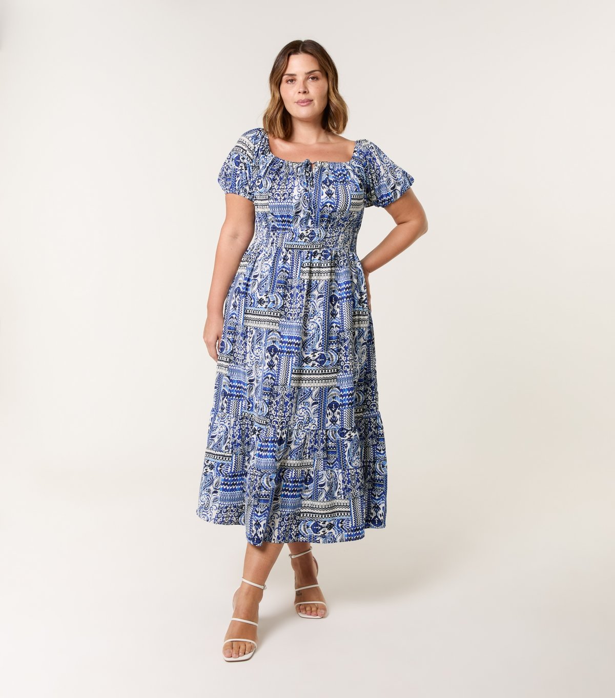 Blue Vanilla Women's Curve Blue Paisley Print Midi Dress Blue Vanilla New Look - 3