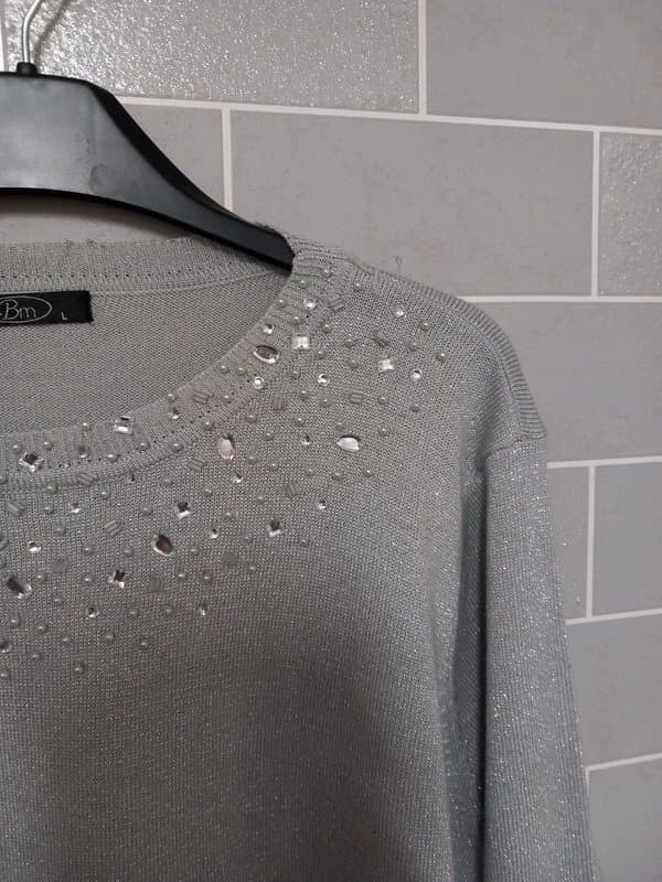 BM Grey sliver fine knit jumper size L