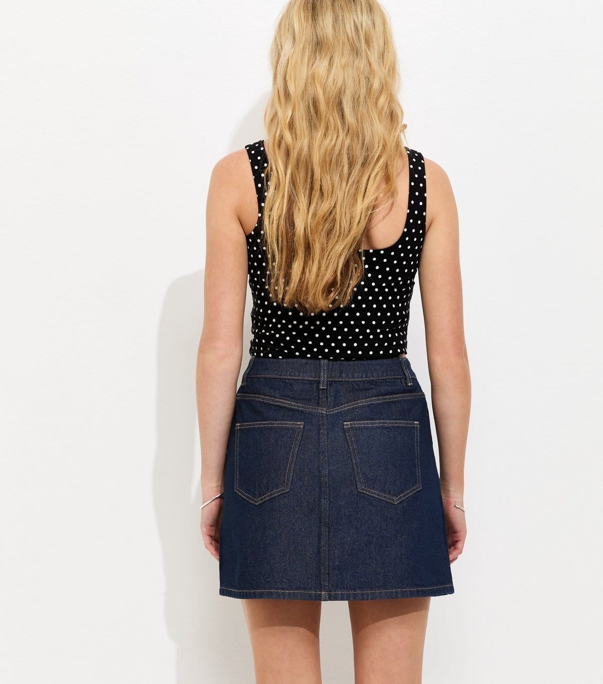 New Look Women's Navy Denim A-Line Mini Skirt New Look - 4