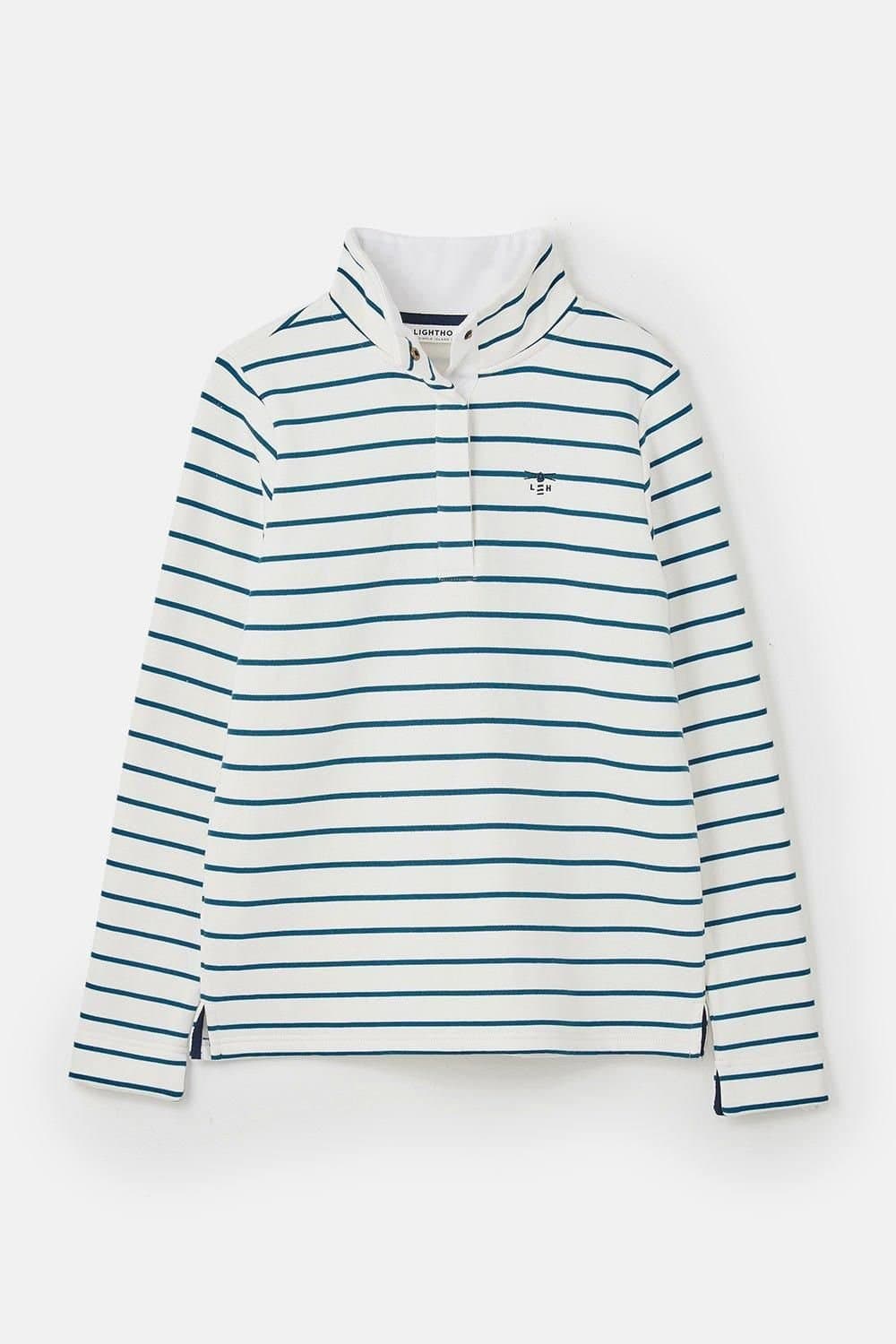 Lighthouse Clothing Lighthouse Clothing Women's Haven Jersey Popper Detail Cotton Top in Teal