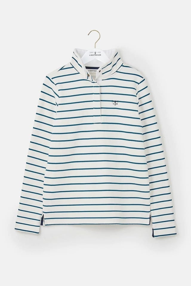 Lighthouse Clothing Lighthouse Clothing Women's Haven Jersey Popper Detail Cotton Top in Teal - 3