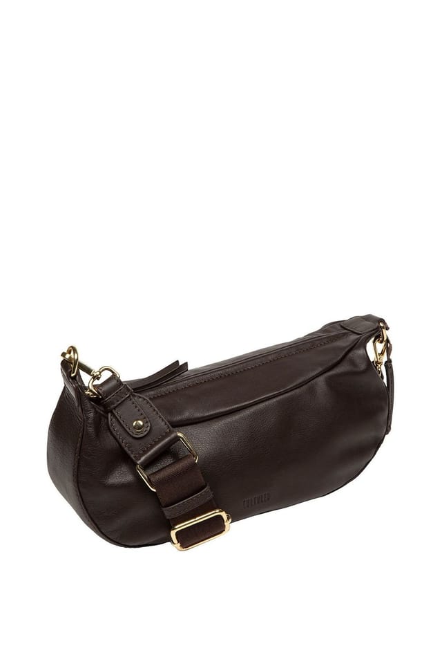 Cultured London Cultured London Women's 'Nuala' Leather Cross Body Bag in Dark Brown - 3