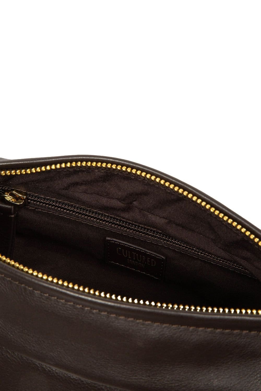 Cultured London Cultured London Women's 'Nuala' Leather Cross Body Bag in Dark Brown - 4