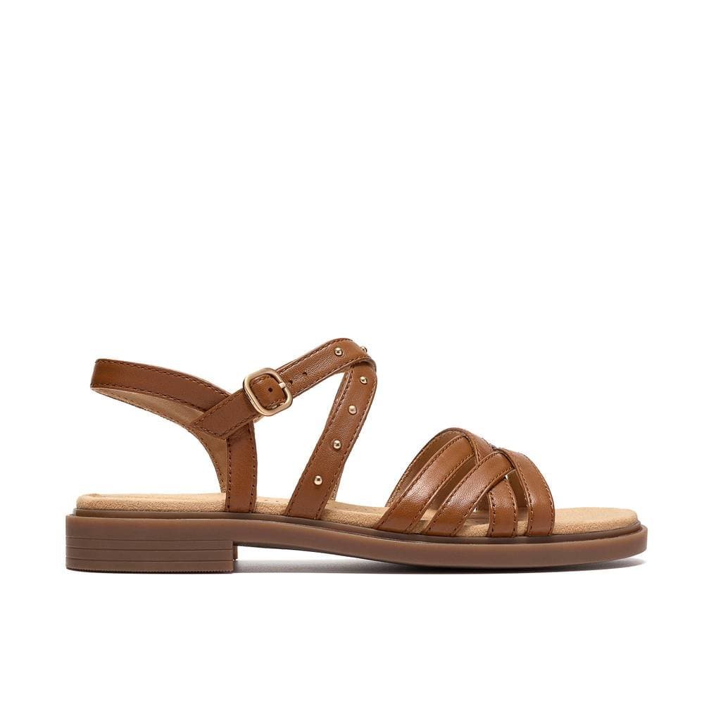 Clarks Clarks Women's Trivanni Cove Tan Leather Flat Sandals in Brown