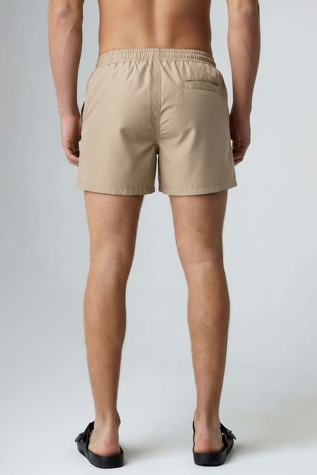 Influence Influence Men's Elasticated Stripe Swim Shorts in Taupe - 2