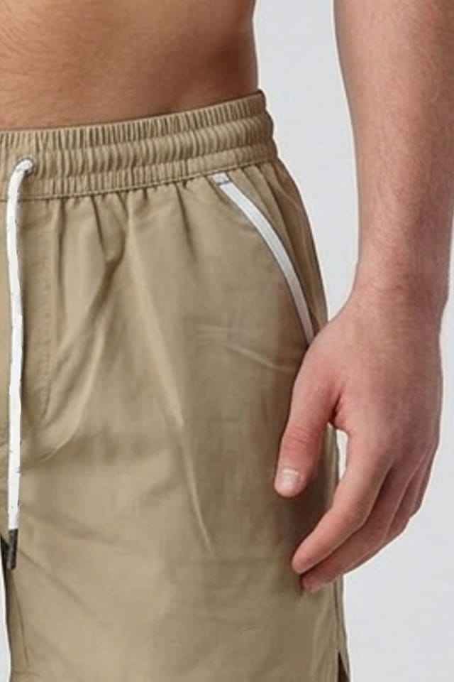 Influence Influence Men's Elasticated Stripe Swim Shorts in Taupe - 3