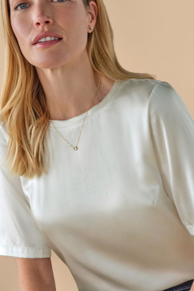 Pure Collection Pure Collection Women's Silk Front T-Shirt in Off-White - 3