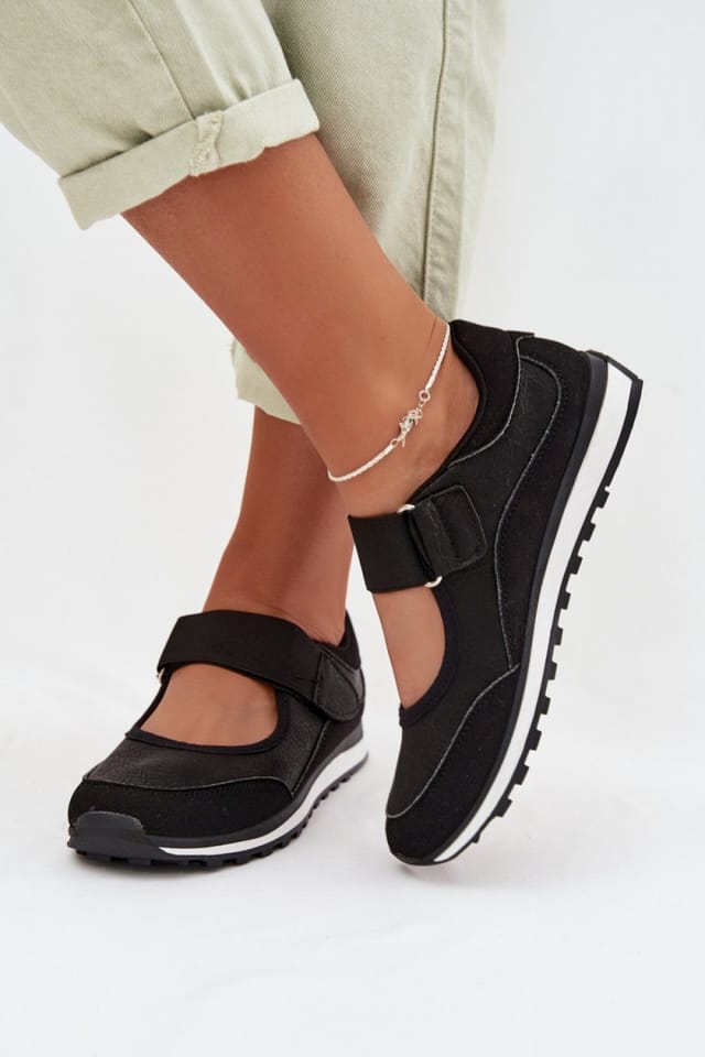 Love Lace Love Lace Women's Sporty Velcro Half Shoes with Cushioned Foam Insole Comfort in Black - 3