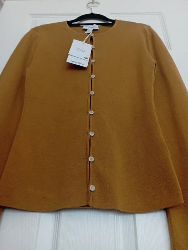 & Other Stories & Other Stories | Mustard yellow button front fitted fine knit cardigan UK M 12-14 BNWT £77