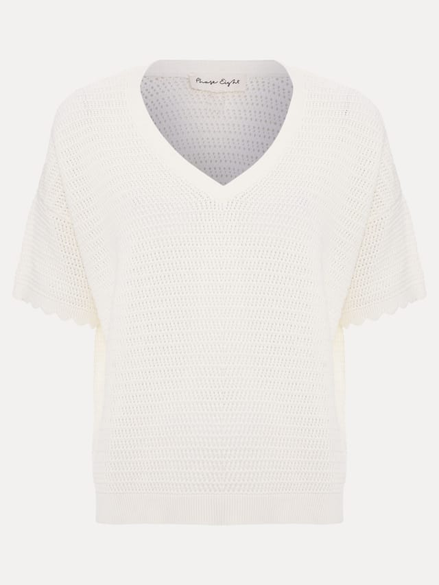 Phase Eight Phase Eight Women's Amira Short Sleeve Open-Knit Jumper in Natural White - 2