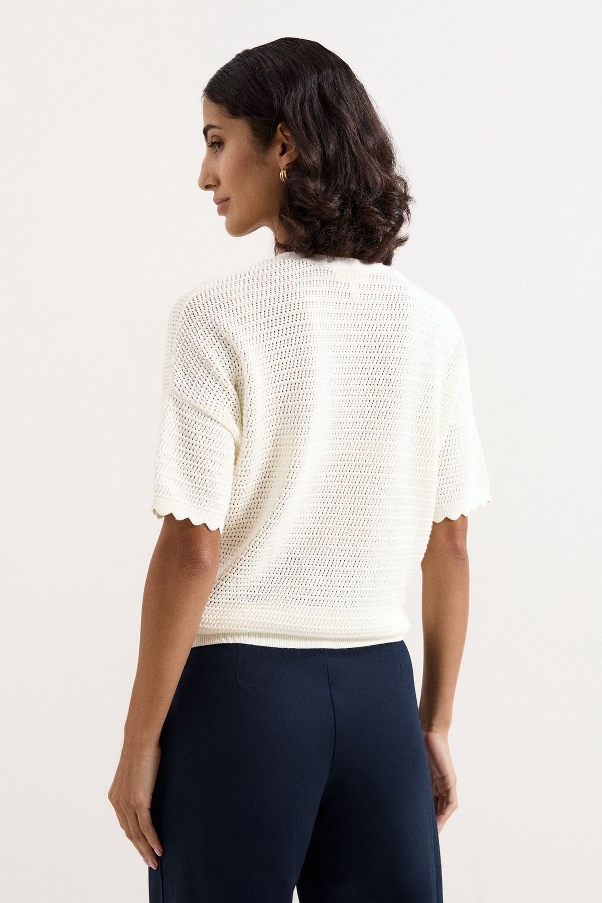 Phase Eight Phase Eight Women's Amira Short Sleeve Open-Knit Jumper in Natural White - 4