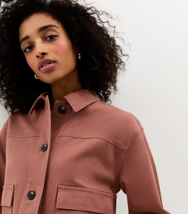 New Look Women's Pink Flap Pocket Cotton Shacket New Look - 3