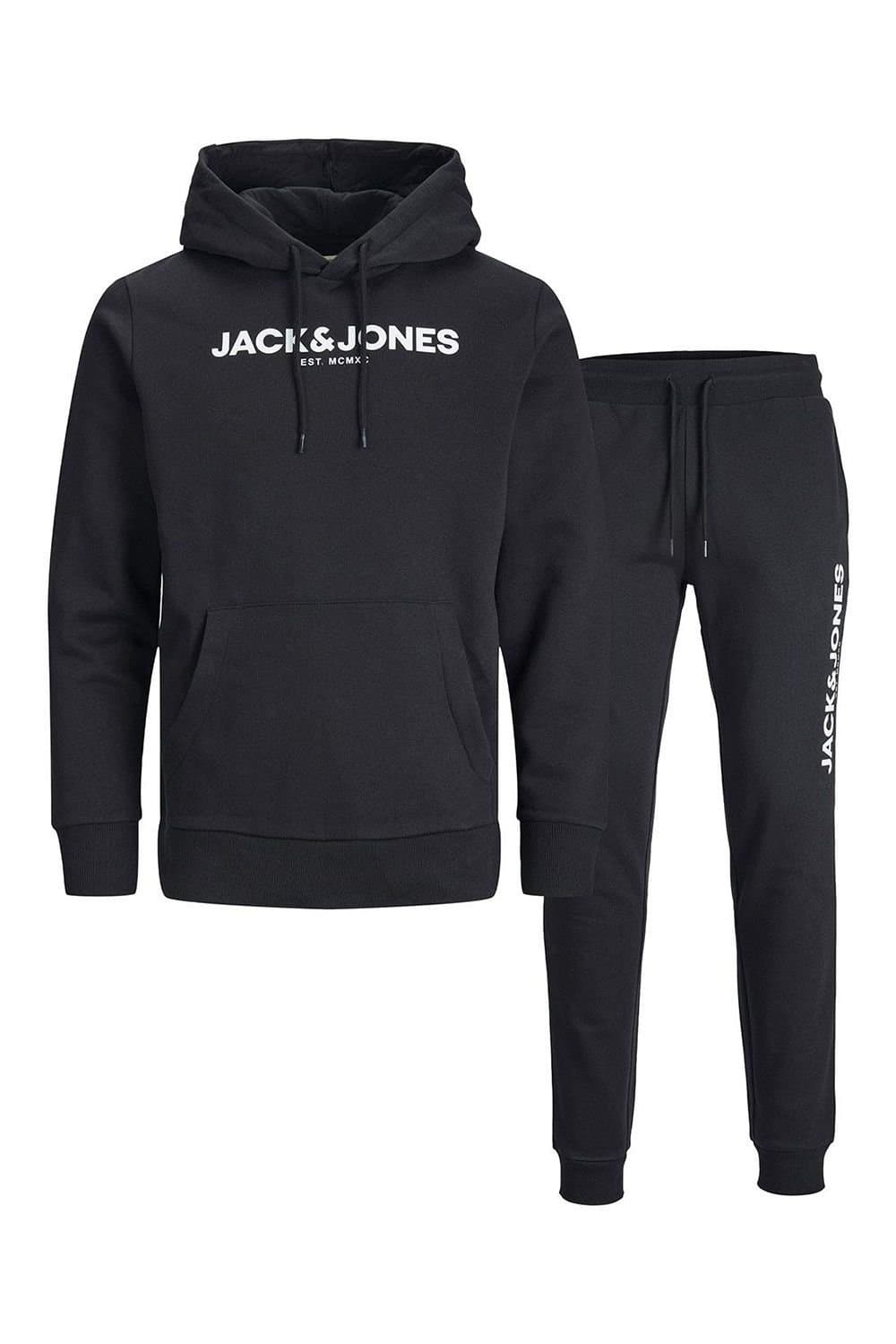 jack & jones Jack & Jones Men's Hoodie & Joggers Set Black Sweat Tracksuit Loungewear