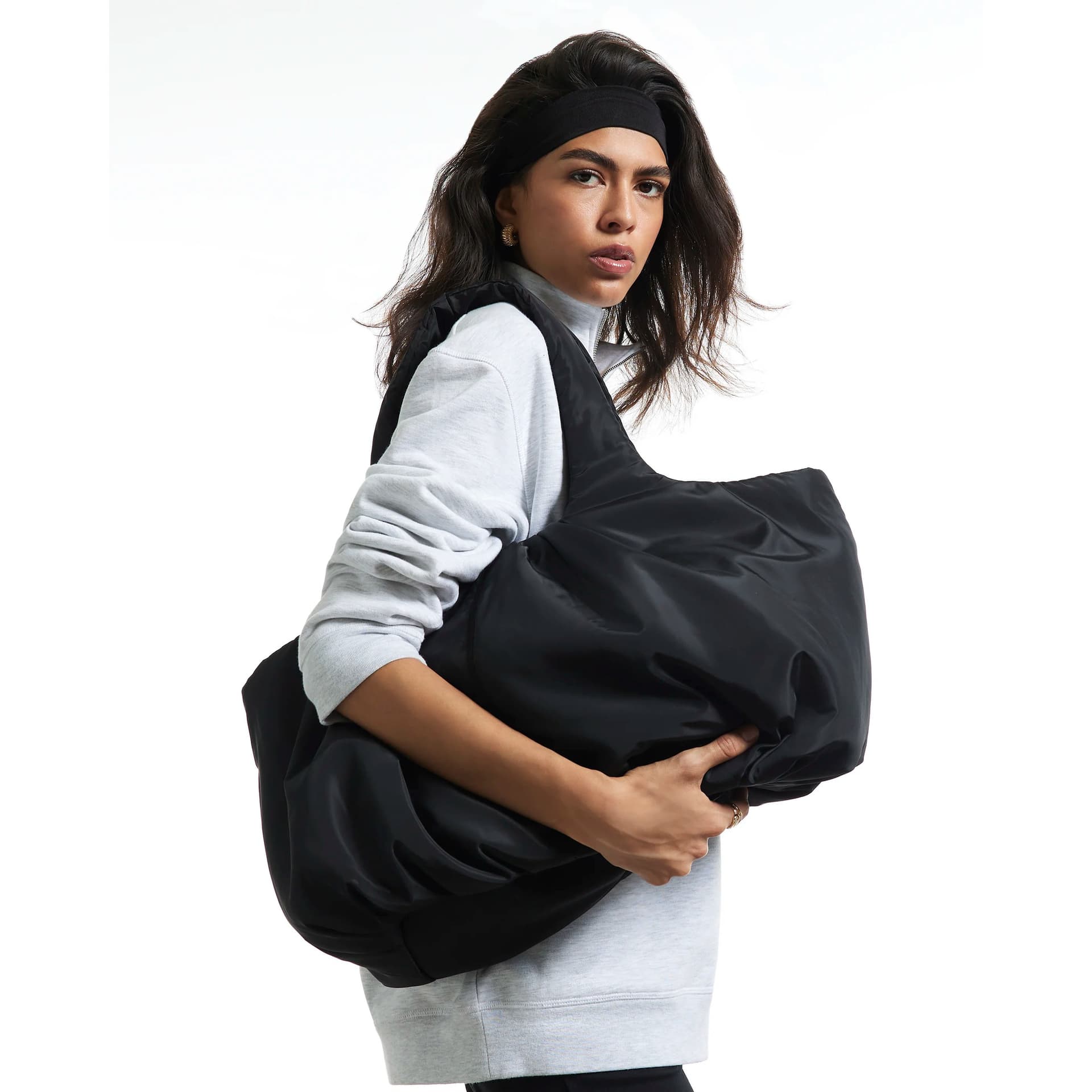 River Island River Island Womens Black Ruched Tote Bag