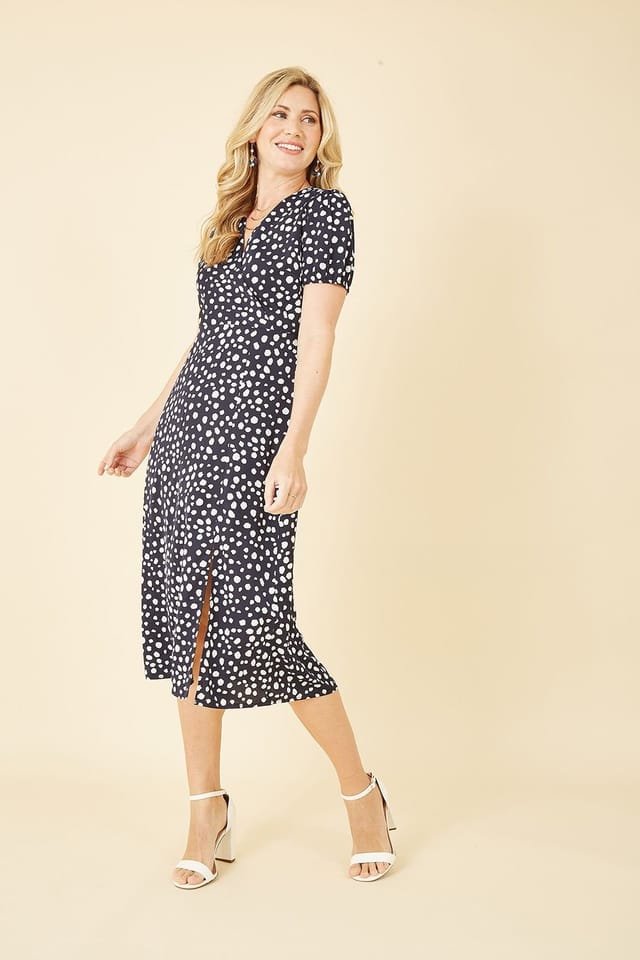 Yumi Yumi Women's Navy Spot Midi Tea Dress - 3