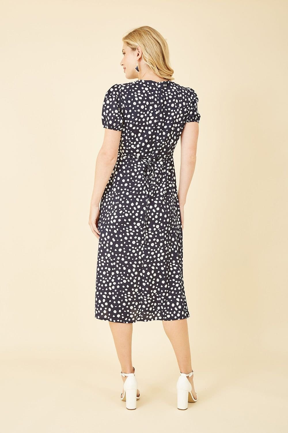 Yumi Yumi Women's Navy Spot Midi Tea Dress - 4