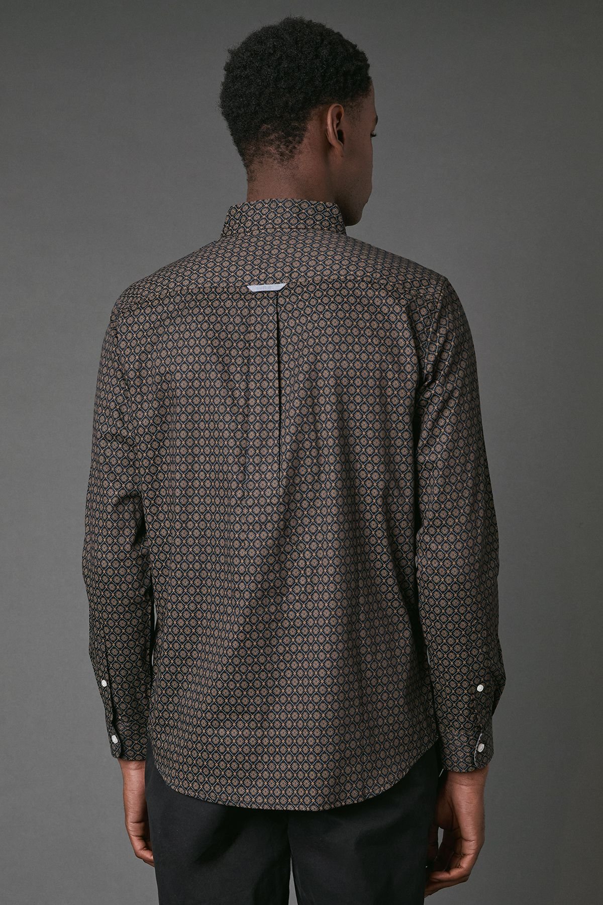 Maine Maine Men's Tile Print Long Sleeve Shirt in Yellow - 3