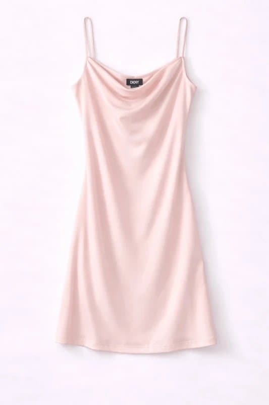 DKNY DKNY pale pink slip dress cowl neck strappy satin mini Y2K minimal UK 12 14