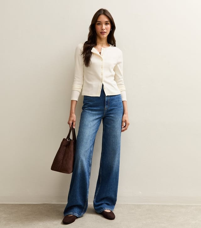 New Look Women's Cream Rib Crew Neck Cardigan New Look - 3